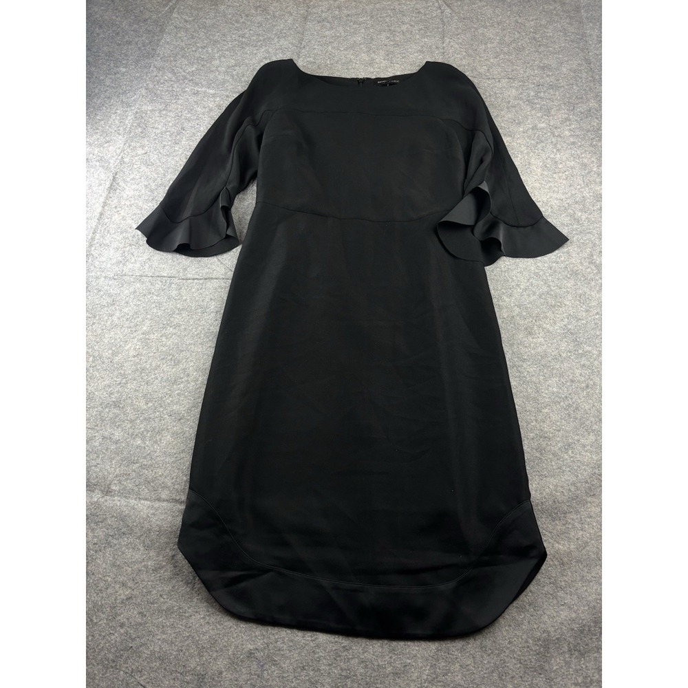 Banana Republic Women's 4 Black Satin Sheath Knee Length Dress Bell Sleeves